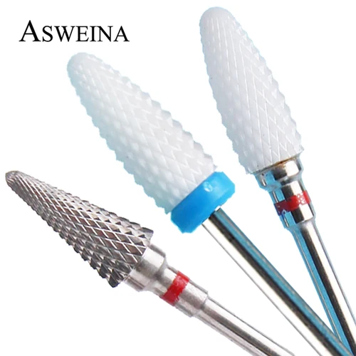 1 fresa de cerámica para uñas, brocas para pedicura, manicura rotativa, rebaba, máquina eléctrica, limas para uñas, herramientas de esmalte de Gel acrílico