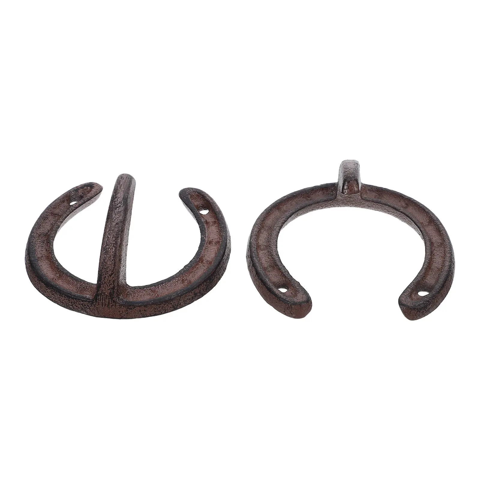 2Pcs Cast Iron Horseshoe Wall Hooks Rustic Heavy Duty Metal Wall Mounted Hooks for Bedroom Kitchen Bathroom Coat Towels Hat