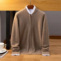 DjzDsm Men's 100% Pure Cashmere Top Cardigan High Neck Warm Casual Sweater Knitted Sweater Autumn/Winter New Collection