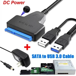 USB3.0 To SATA Converter Cable Hard Disk Drive HDD SATA to USB 3.0 SATA Hard Drive Reader for 3.5/2.5 Inch HDD/SSD with 12V/2A
