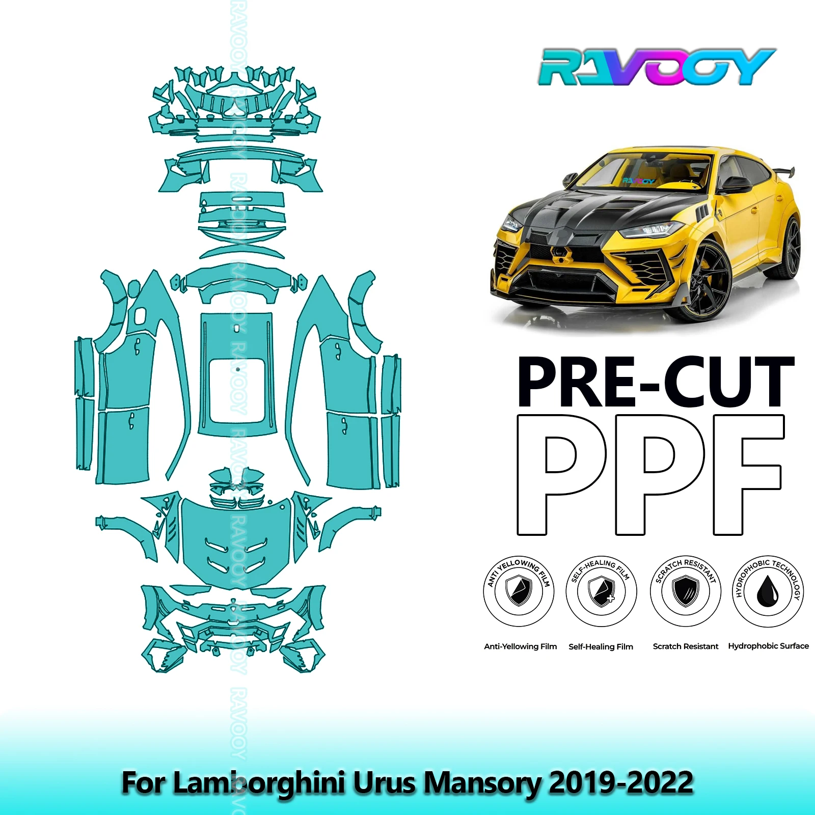 

8.5Mil Full Vehicle Precut PPF Paint Protection Film For Lamborghini Urus Mansory 2019-2022