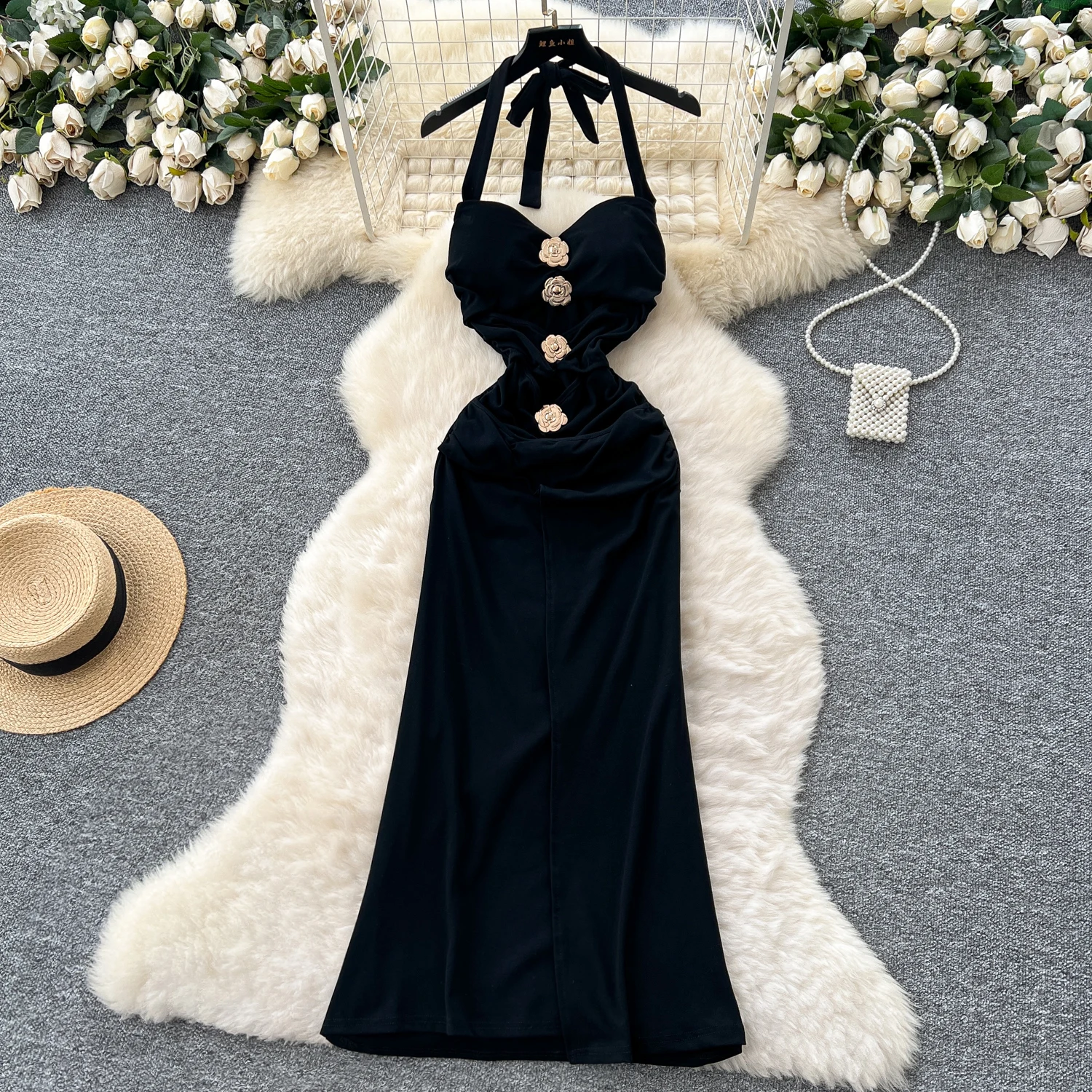 

Retro floral slim sleeveless Pleated Elegant Beach Vacation Party Dress Women Summer Vestidos dress