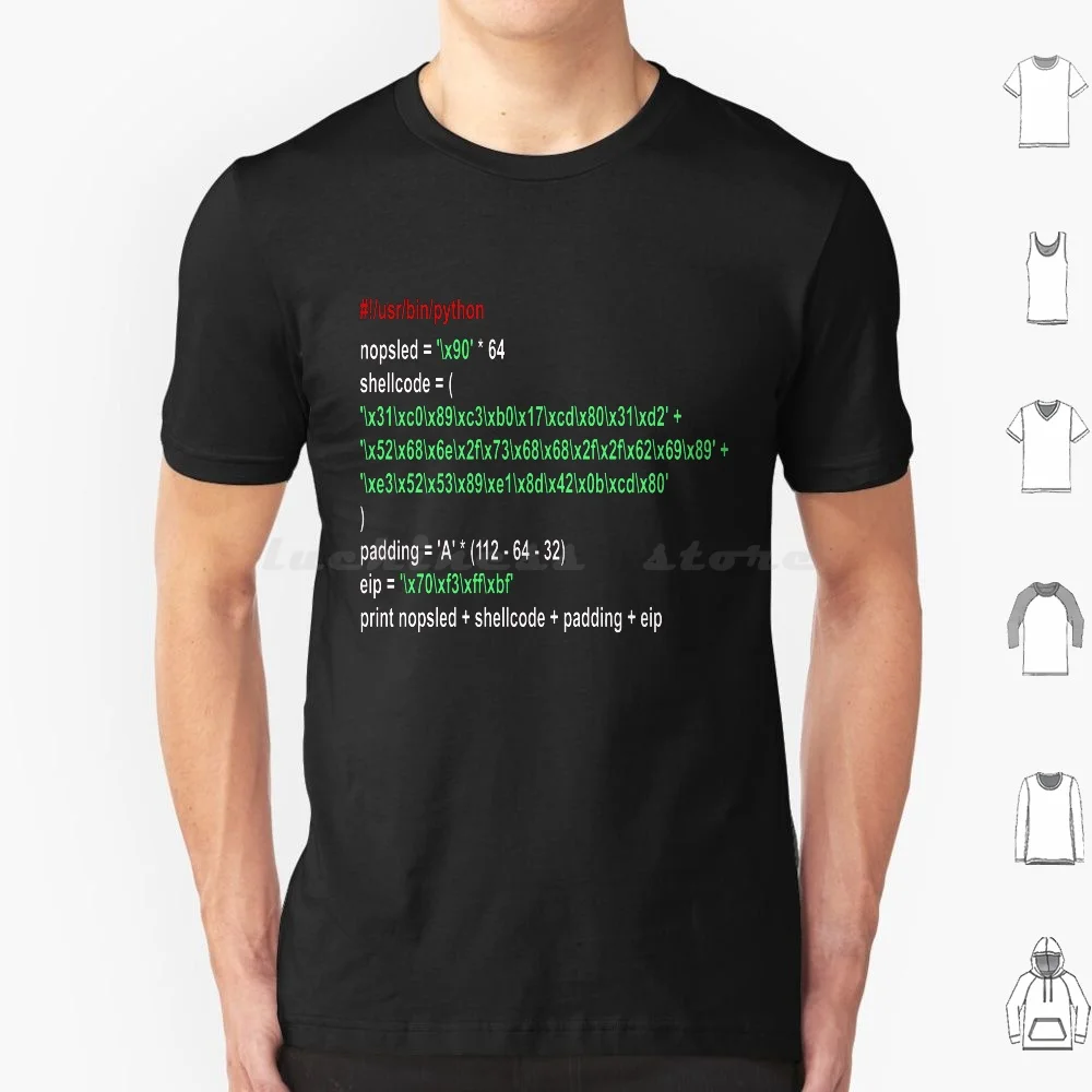 Cyber Security-Hacker-Buffer Overflow Shellcode T Shirt Uomo Donna Bambini 6xl Hacker Buffer Overflow Shellcode Exploit Ethical