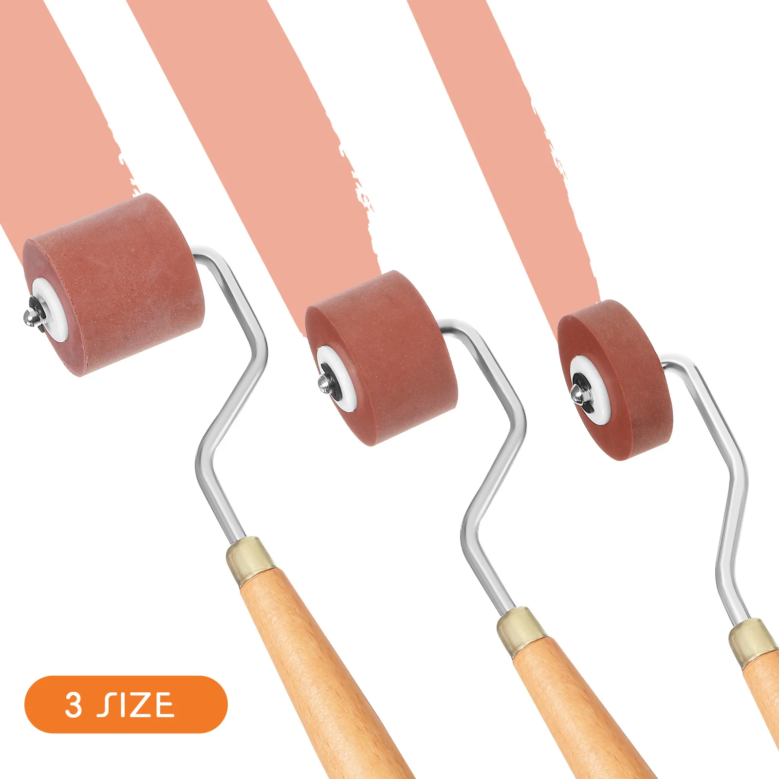 3Pcs Rubber Rollers Printmaking Craft Tools 1Cm 2Cm 3Cm Ink Stamping Glue Rolling Brush Painting Set Rubber Roller