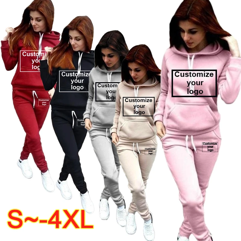 

New Women's Hoodie Set Customize Your Logo Sportswear Set Pullover Hoodie and Pants Set Jogging Sportswear