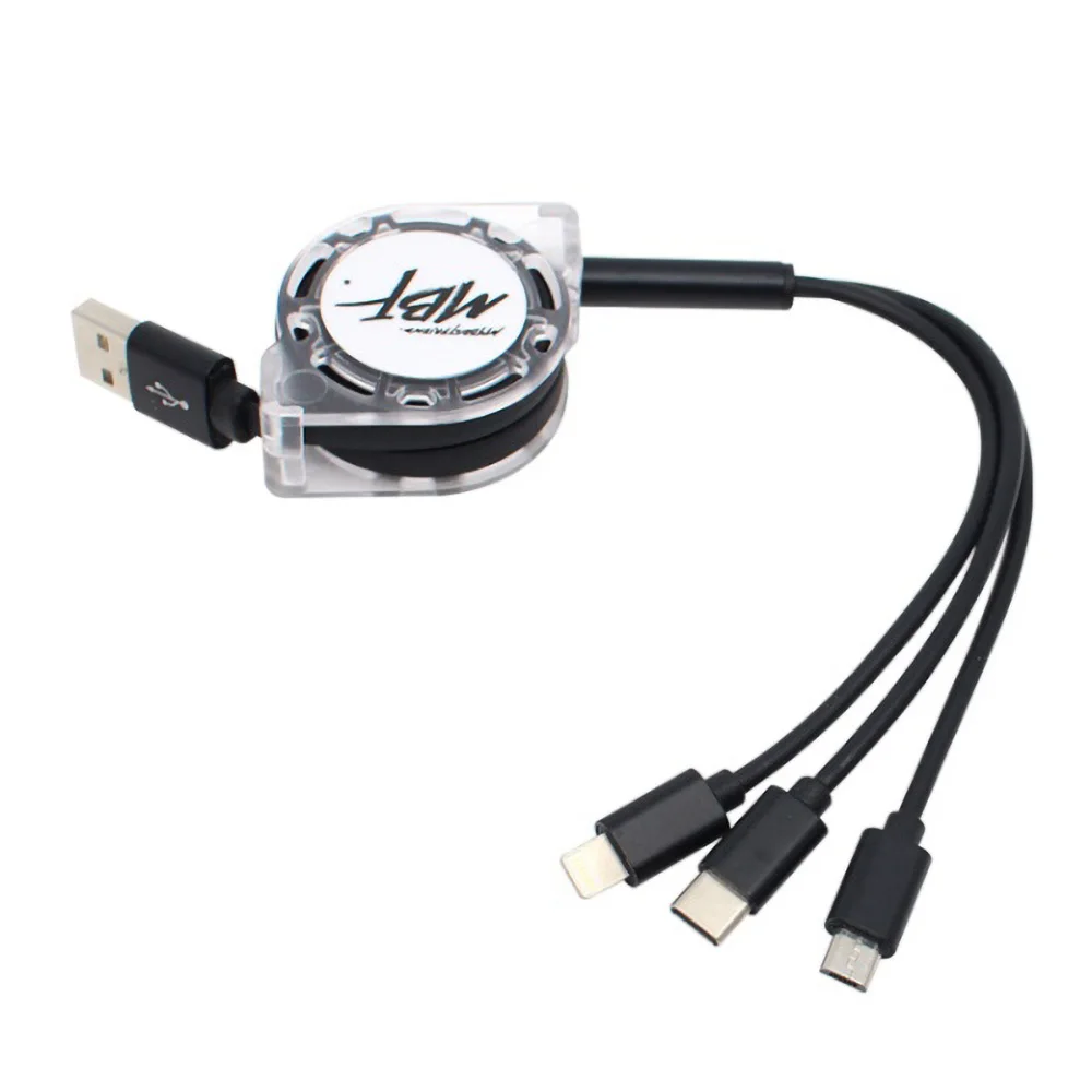 MBF-USB3IN1BK (2.1A 3 in 1 charging automatic enclosing cable)