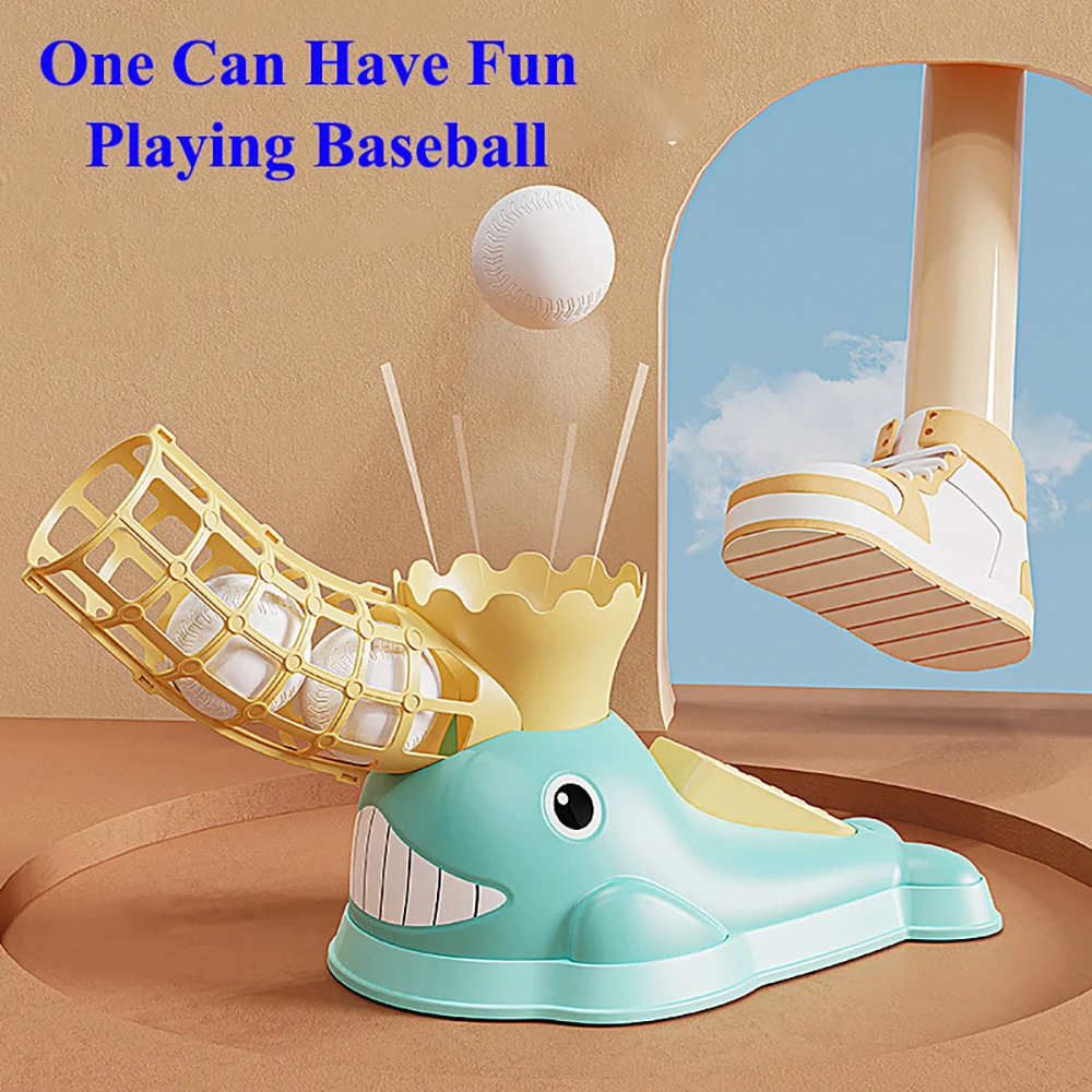เด็กกลางแจ้ง Pitching Machine เบสบอล Catapult อัตโนมัติ Ball Machine ของเล่นแร็กเก็ตปฏิสัมพันธ์ระหว่างพ่อแม่และลูกเกมสนุกของขวัญ