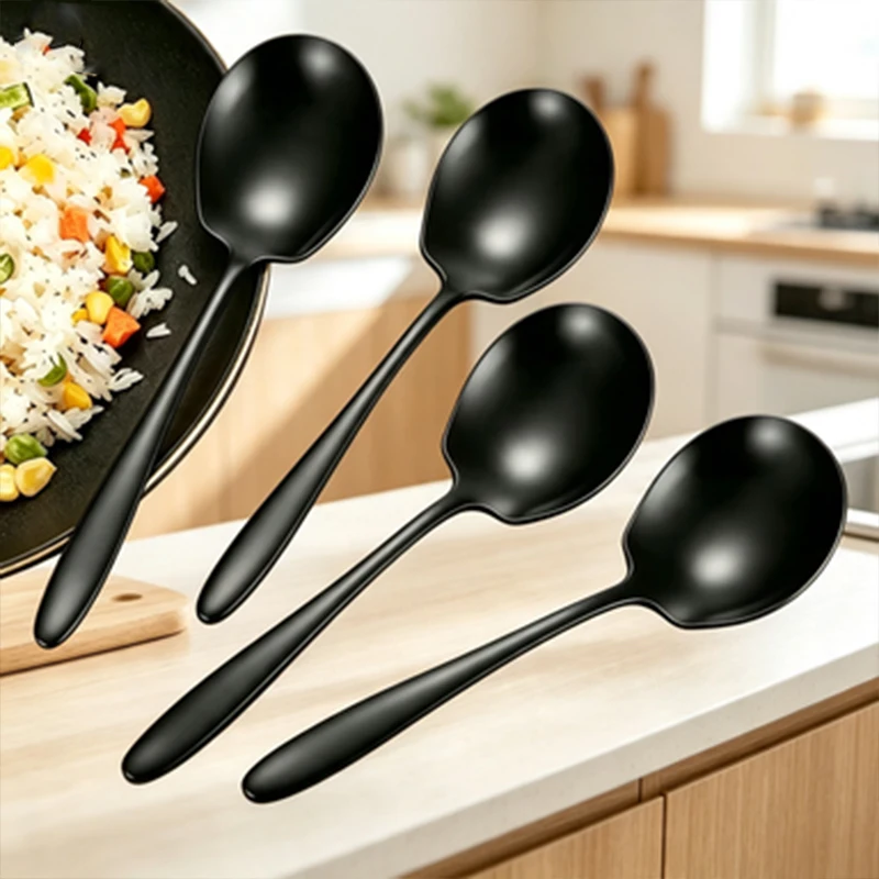 2Pcs Large Stainless Steel Serving Spoon Reusable Public Serving Utensils for Buffet Kitchen Parties