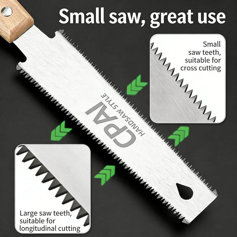 Mini Double-Sided Hand Saw Fine Teeth Woodworking Pruning Saw Portable Manual Cutter for Home DIY Tree Cutting Tool