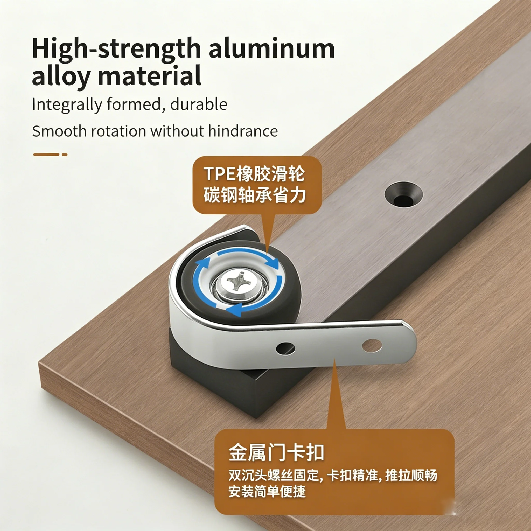 Bookcase Hidden Door Slide Rail, Flip-Top Rotating Cabinet Door Track, Concealed Swing Door Hardware Kit