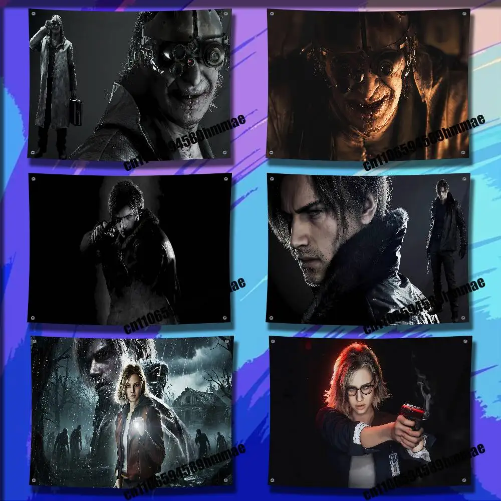 For R-Resident Evil Requiem Grace Ashcroft Leon S Kennedy Victor Gideon Flag 50x70cm Gift Bedroom Wall Banner Tapestry Cover