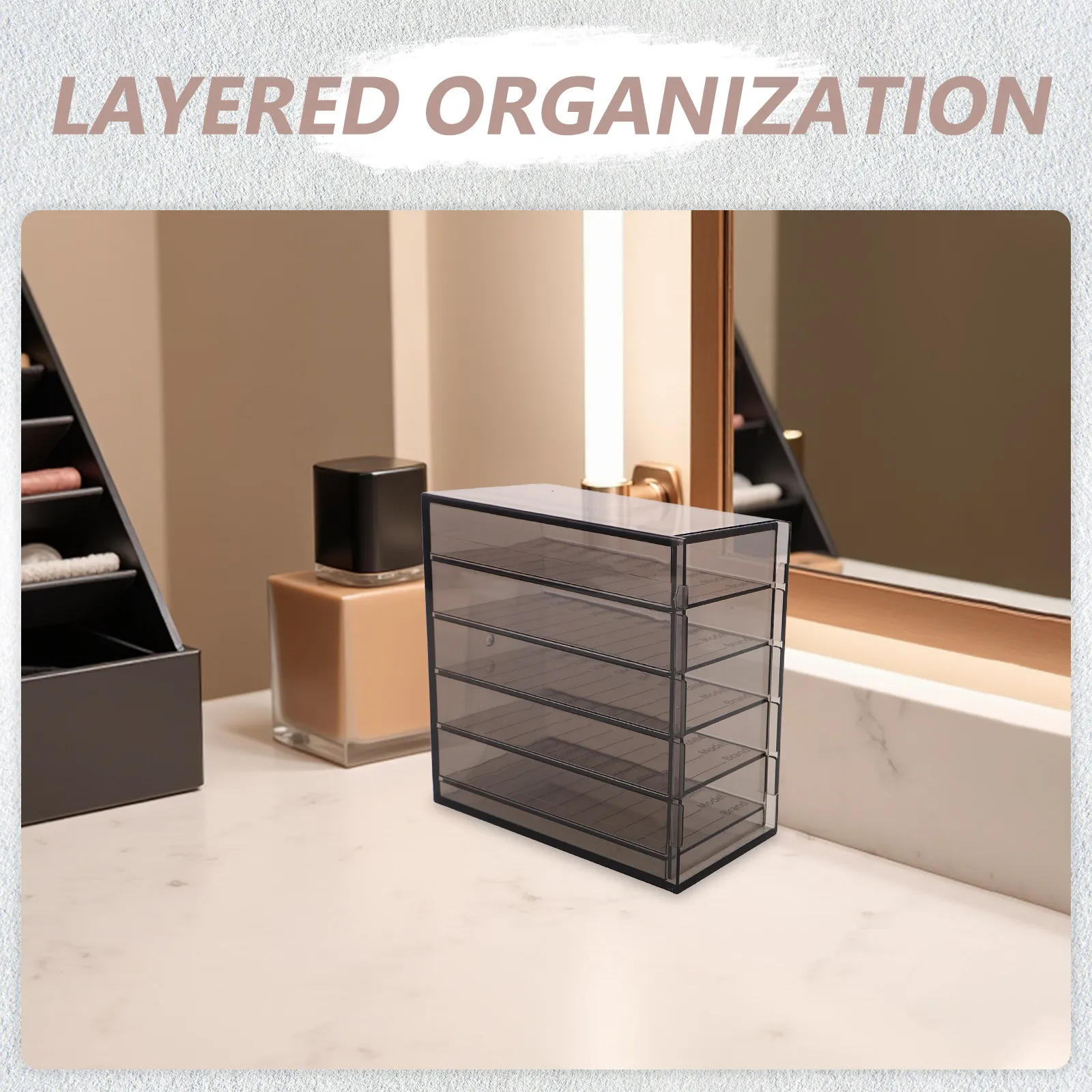 5 Layer Eyelash Case Translucent Black Portable Storage Organizer for Lash Extensions Tools False Eyelashes and Accessories