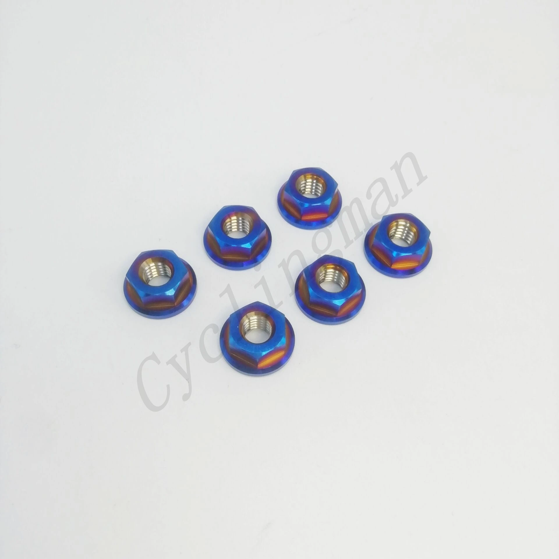 6Pcs MTB Mountain Bicycle Bike Motorcycle M6 Titanium Ti Flange Bolts Screw M6X1.0mm Pitch Nuts Gr5