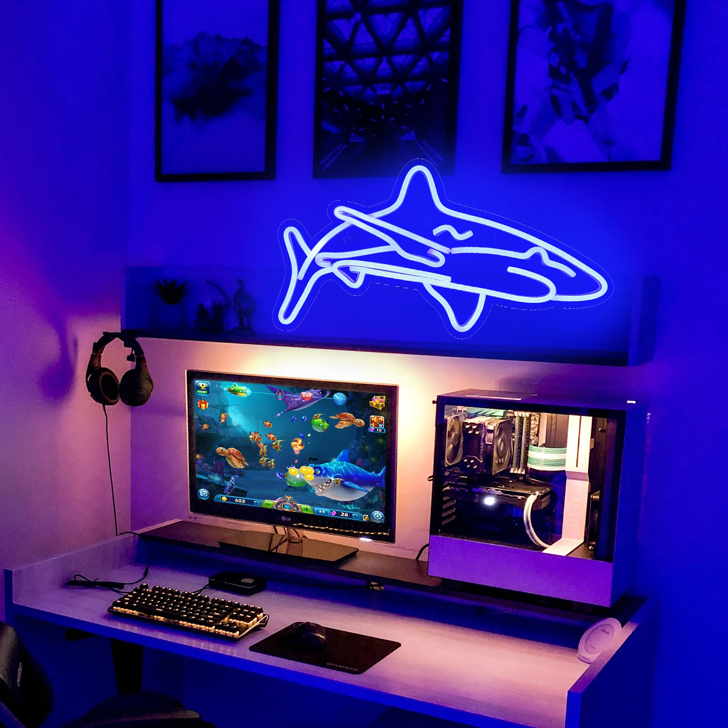 Shark Neon Sign สําหรับตกแต่งห้องนอนตกแต่งห้องอะคริลิคไฟ Led สัตว์ป้าย USB โคมไฟ Home Shop โรงแรม Bar Party รายการ