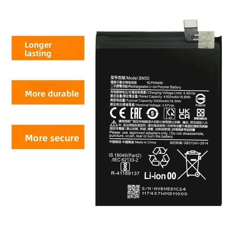 BN5D for Xiaomi Redmi Note11S Mobile Phone Battery 0Cycle High Quality High Capacity Replacement Bateria Grade A Cell with Tools