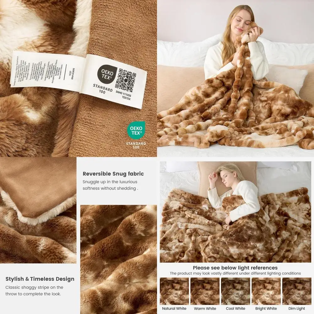 

Уютный плюшевый плед из искусственного меха в полоску, коричневый цвет Tie-Dye 60x80 для дивана, спальни, гостиной