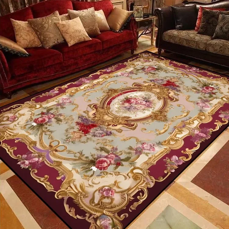 Alfombras florales europeas para sofás de sala de estar, alfombras de lujo de gran tamaño, decoración para dormitorio, alfombra para el suelo del