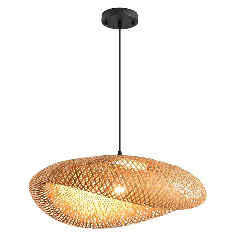 ZK50 Natural Rattan Bamboo Pendant Light For Bedroom Living Room Dining Room Handwoven Home Decor LED Pendant Light E27