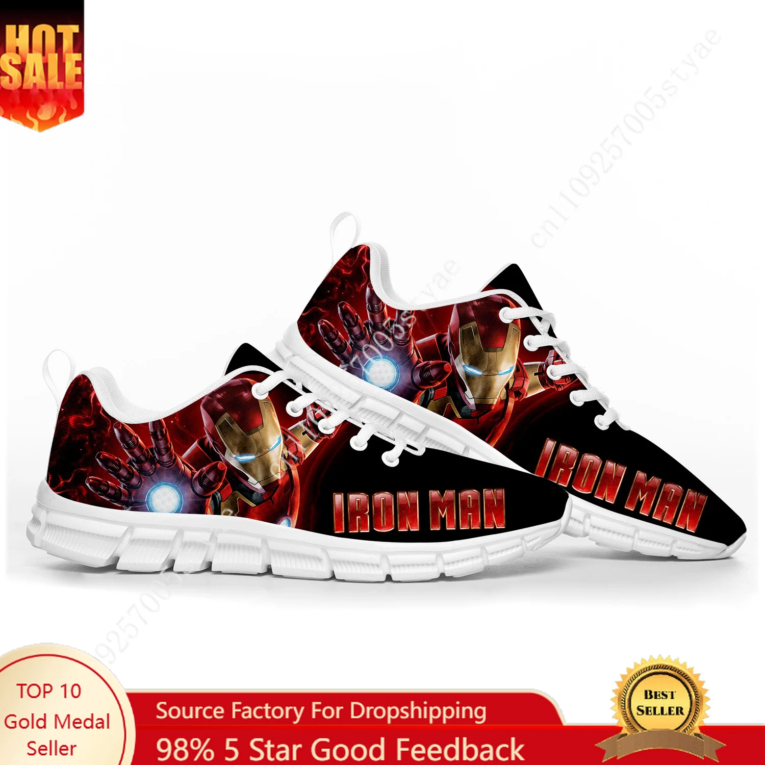 

Marvel Iron Man Tony Stark Sports Shoe Mens Womens Customized Sneakers High Quality Couple Hiking Gift Shoes