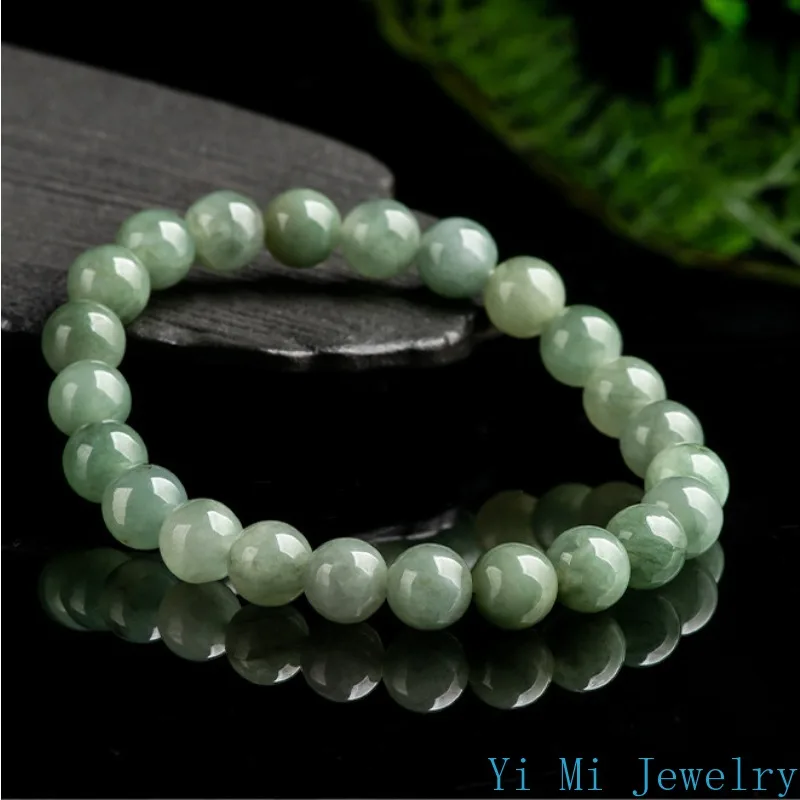 Authentic Myanmar A-grade Jade Hand Chain 7mm Oil Green Jade Bead Handchain Women's Jade Jewelry Hand Chain Charm Bracelet