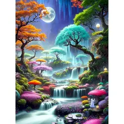 RUOPOTY Full Round Square Diamond Painting Tree Diy Diamond Mosaic Embroidery Art Gift Landscape Decor On Wall Craft Kit
