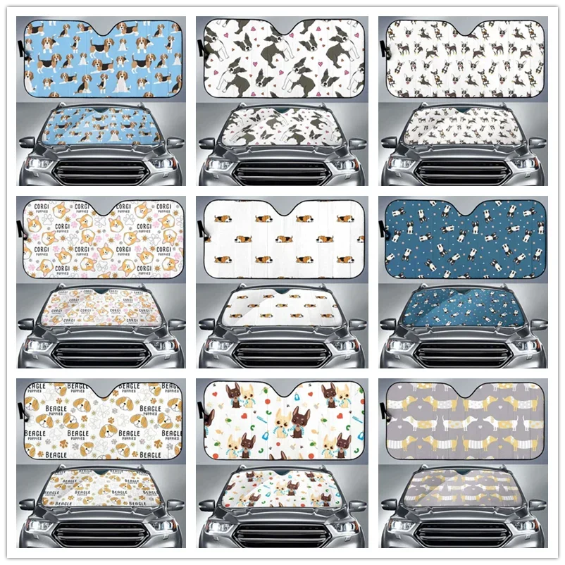 

CUTE DOG CORGI STRIPED BACKGROUND PATTERN Universal Car Side Window Sun Shade Cute Windshield Sunshade