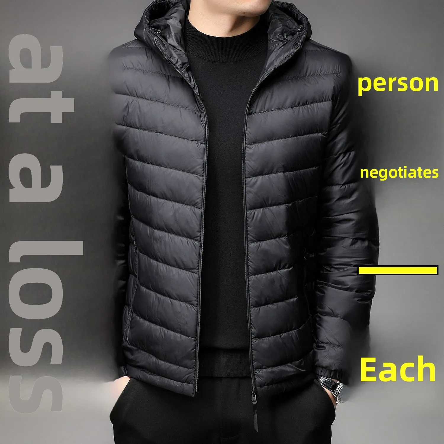 

Autumn Winter Lightweight down Cotton Jaet Men's ort Collar Hooded Coat Brand Outlet Thin Model Chinese Sle Spring 2025