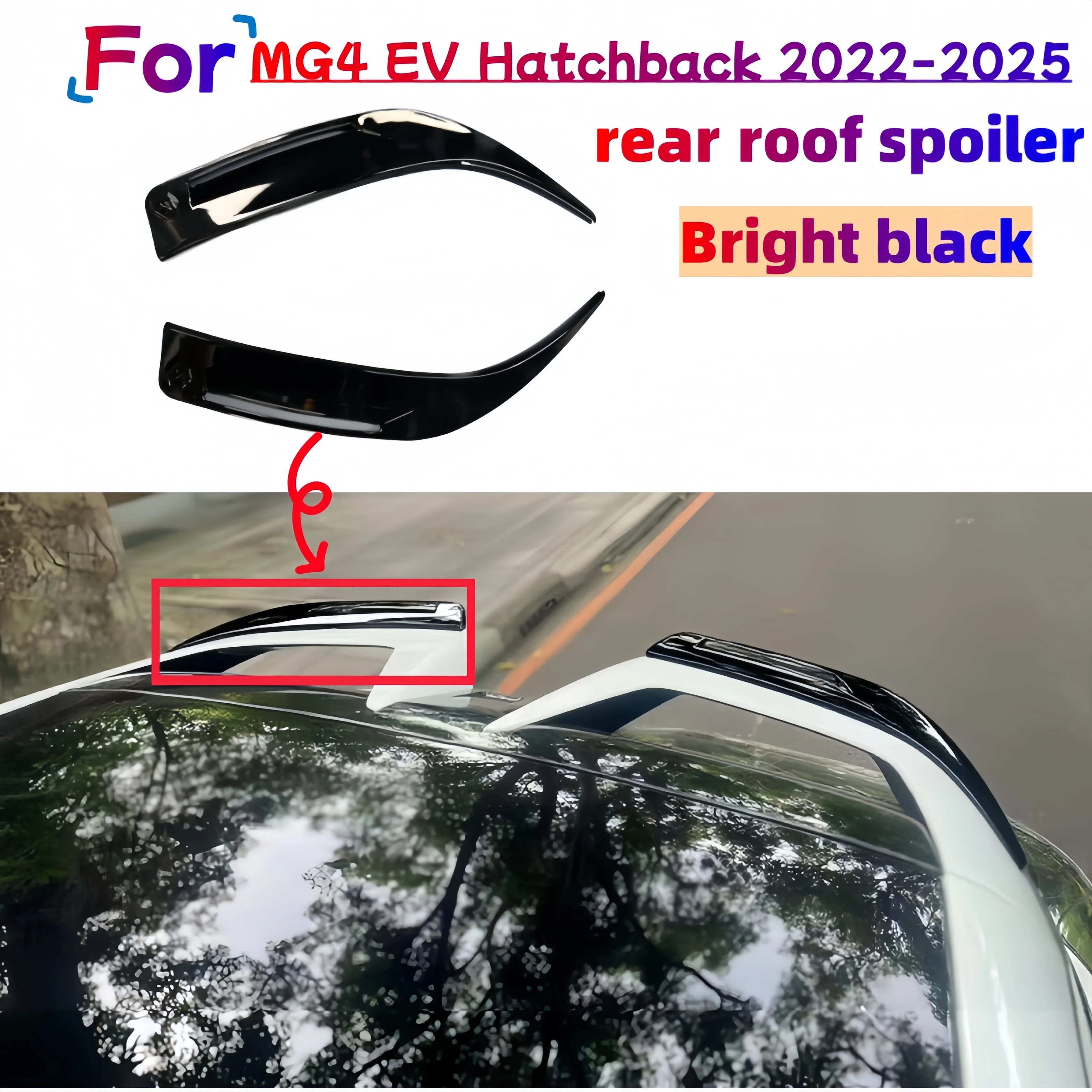 

For Morris Garages MG MG4 EV MuLan 2022-2025 High Quality ABS Glossy Black Rear Roof Spoiler Wings