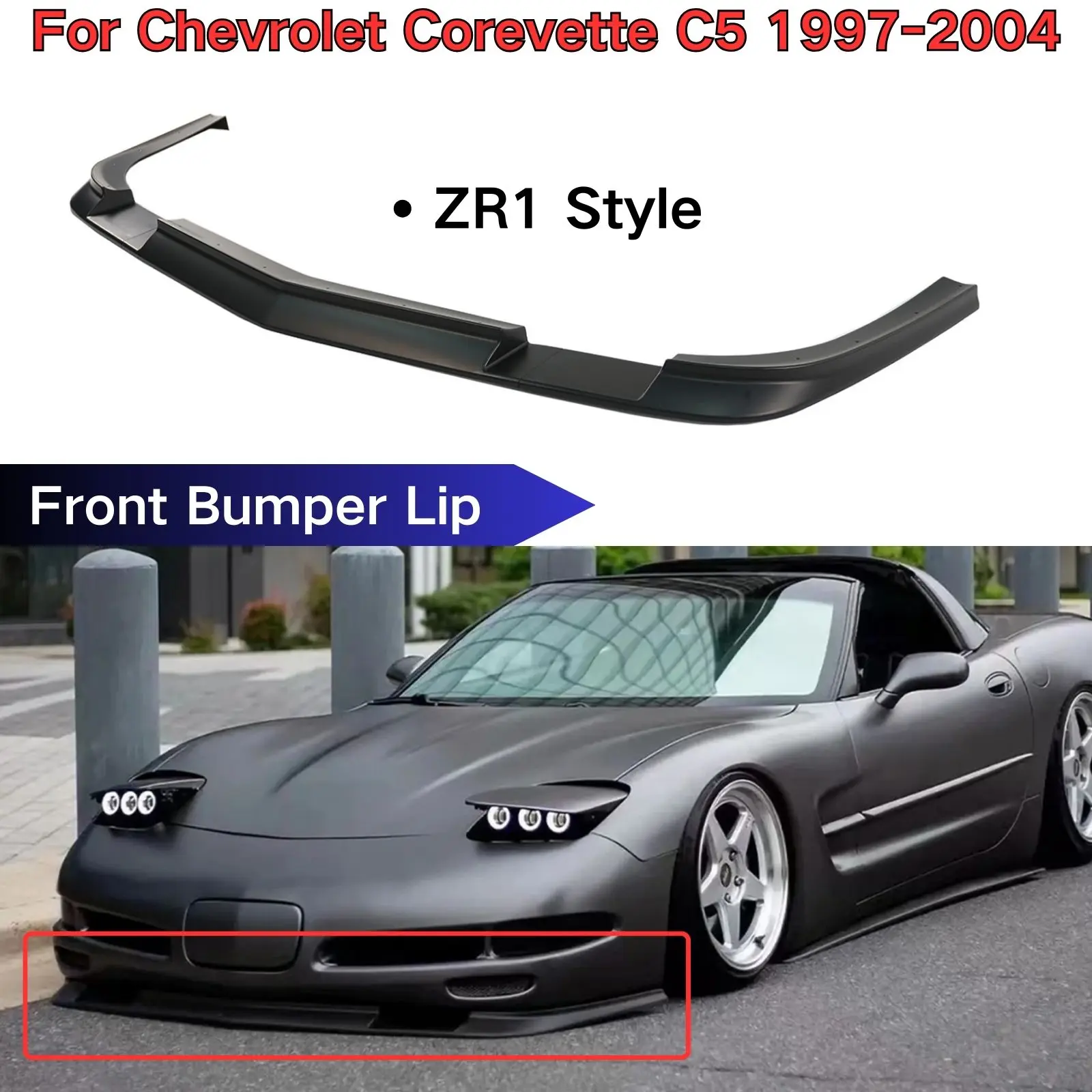 

ZR1 Style Front Bumper Lip For Chevrolet Corevette C5 1997 1998-2004 Glossy Black Body Kit Cars Accessories Spoiler Splitter