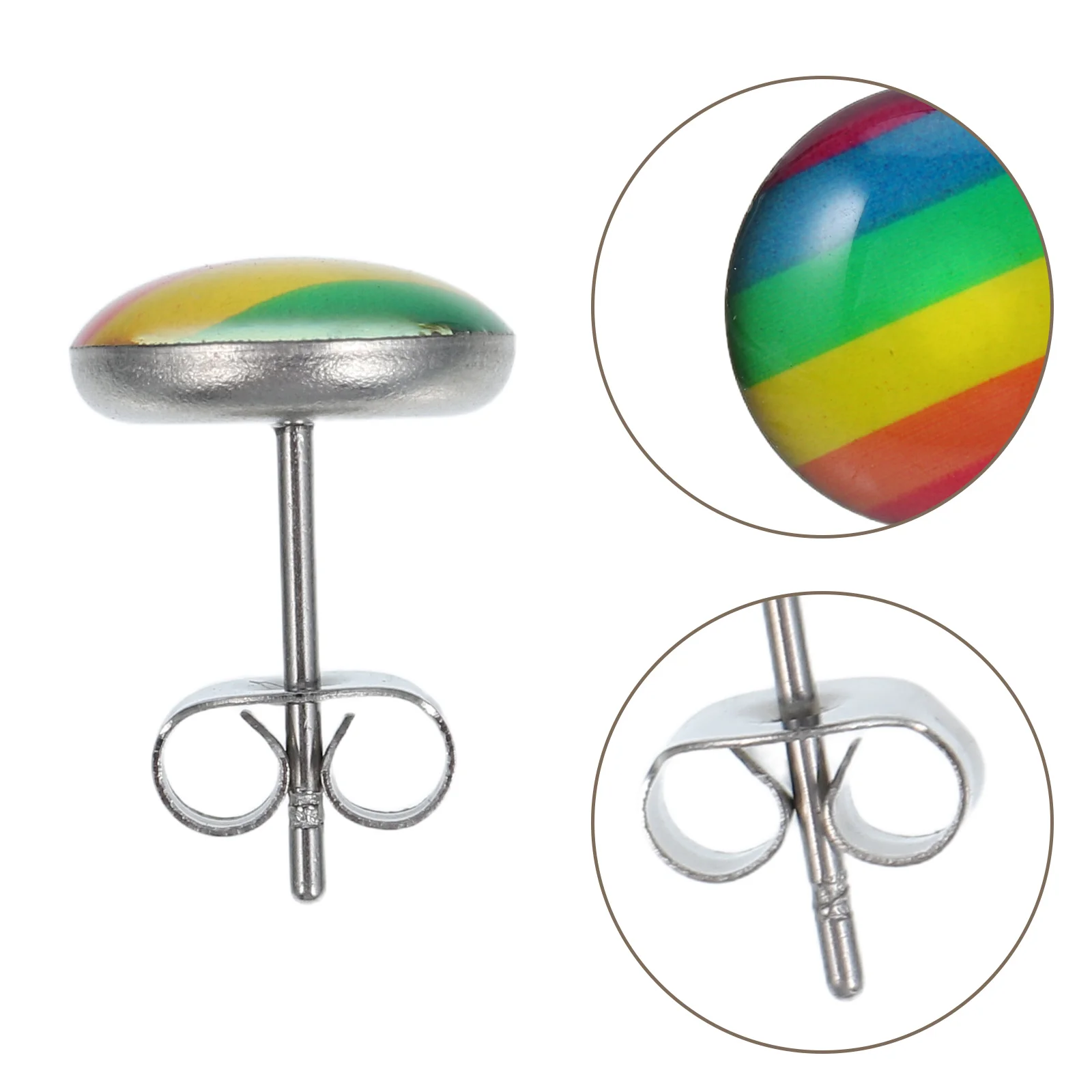 

Rainbow Earrings Steel Piercing Studs Gay Lesbian Pride Stainless Steel Earrings Trendy Dangle One Size Fits Most