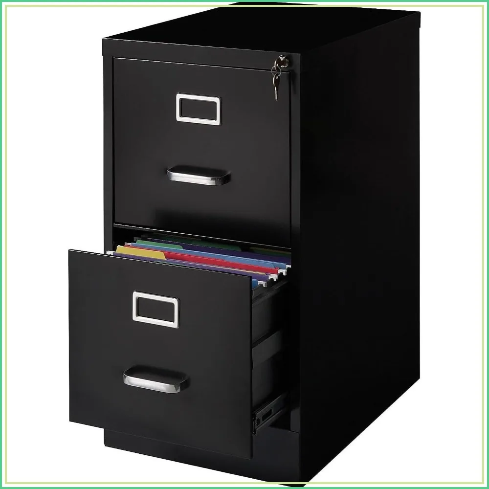 2-Drawer Vertical File Cabinet Letter Size Lockable Black Office Storage
