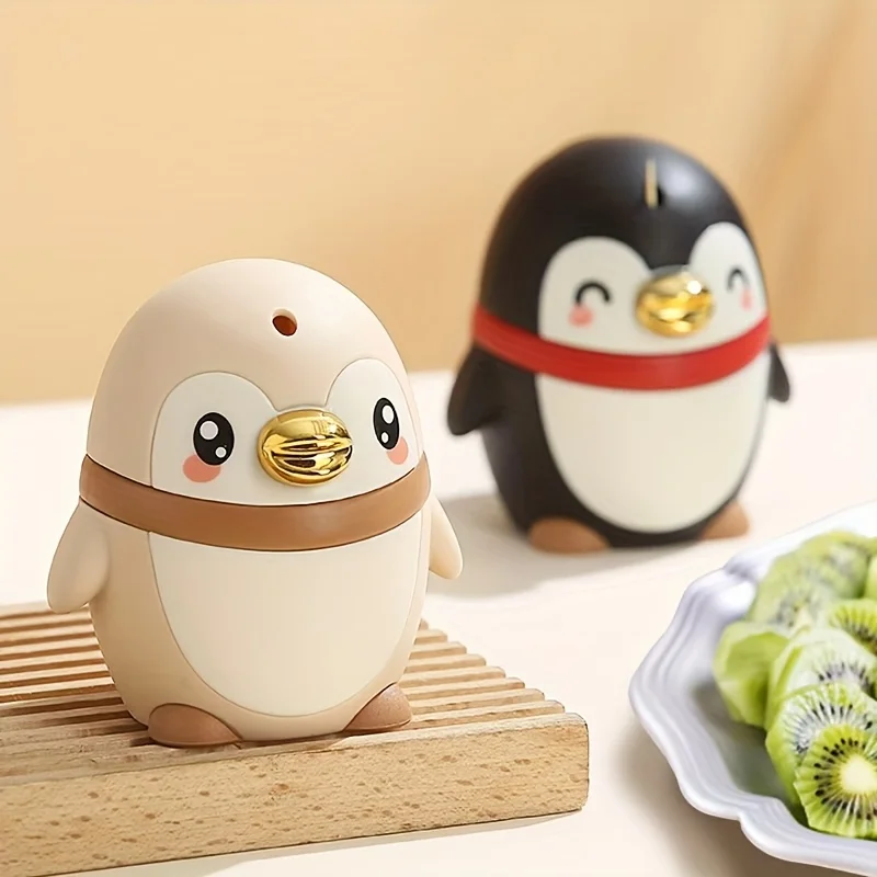 Automatic Toothpick Dispenser Cute Penguin Shape Portable Toothpick Holder One-Button Operation Funny Toothpick Holder Travel