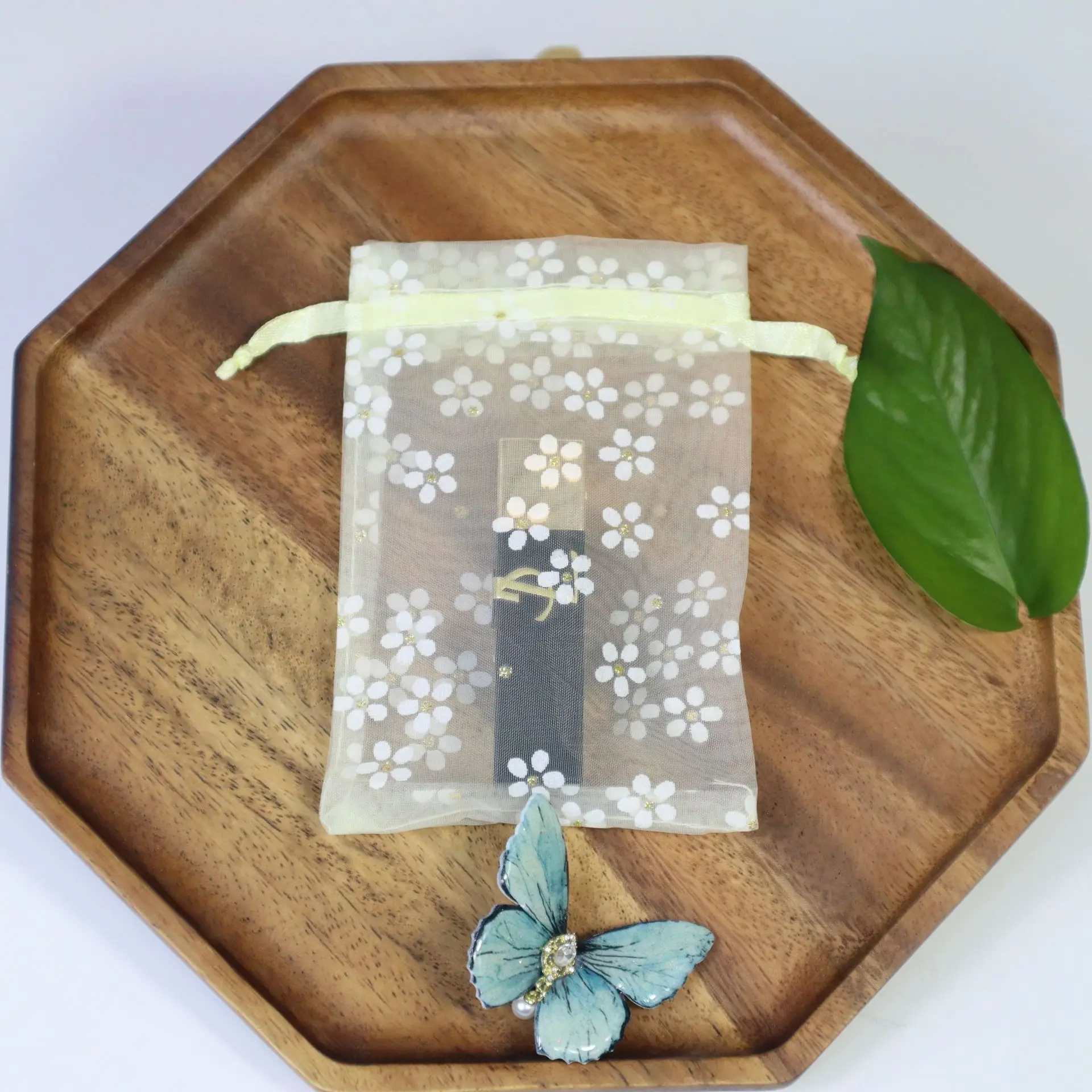 7x9/9x12/10x15/13x18cm Flower Printing Organza Bags Wedding Jewelry Bag Party Candy Packaging Drawstring Pouches Gift Bag view 6