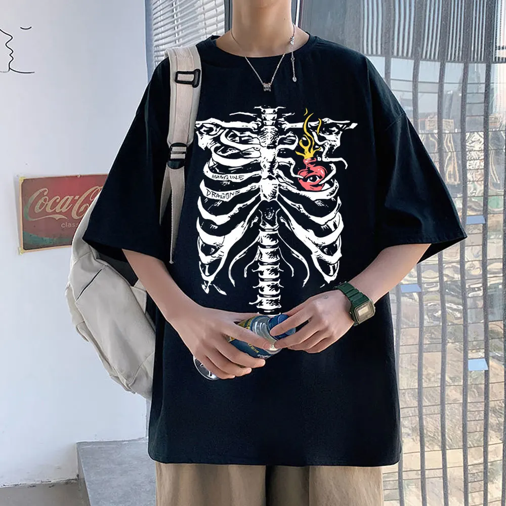 

Imagine Dragons I Can Feel It in My Bones T Shirts Skeleton Graphic T-shirt Tops Men Women Fashion Vintage Oversized Streetwear