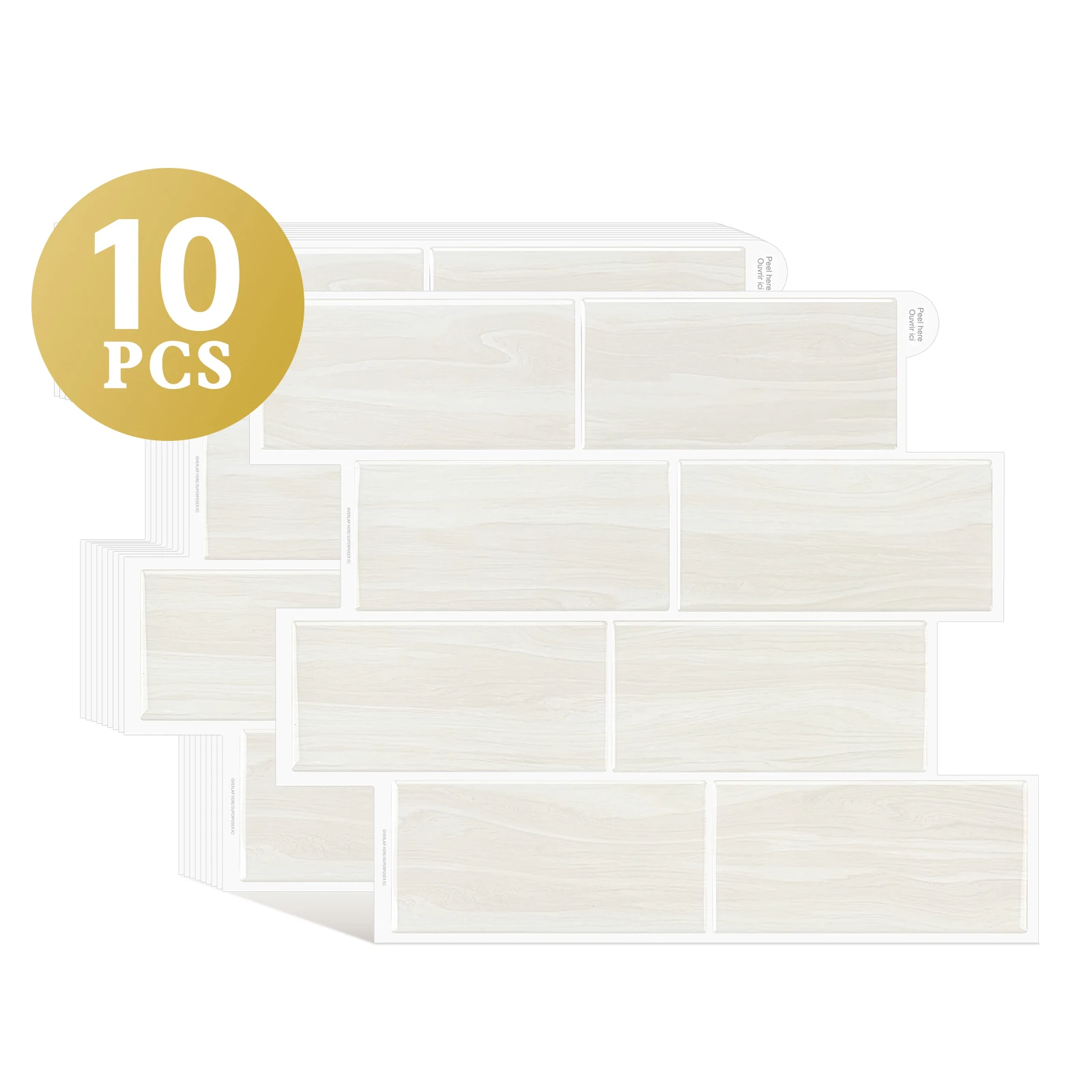 10 Blatt quadratische Wandfliesenaufkleber, stark klebende Marmor-Wandfliesen, wasserfeste 3D-Tapetenaufkleber für die Renovierung von Miethäusern