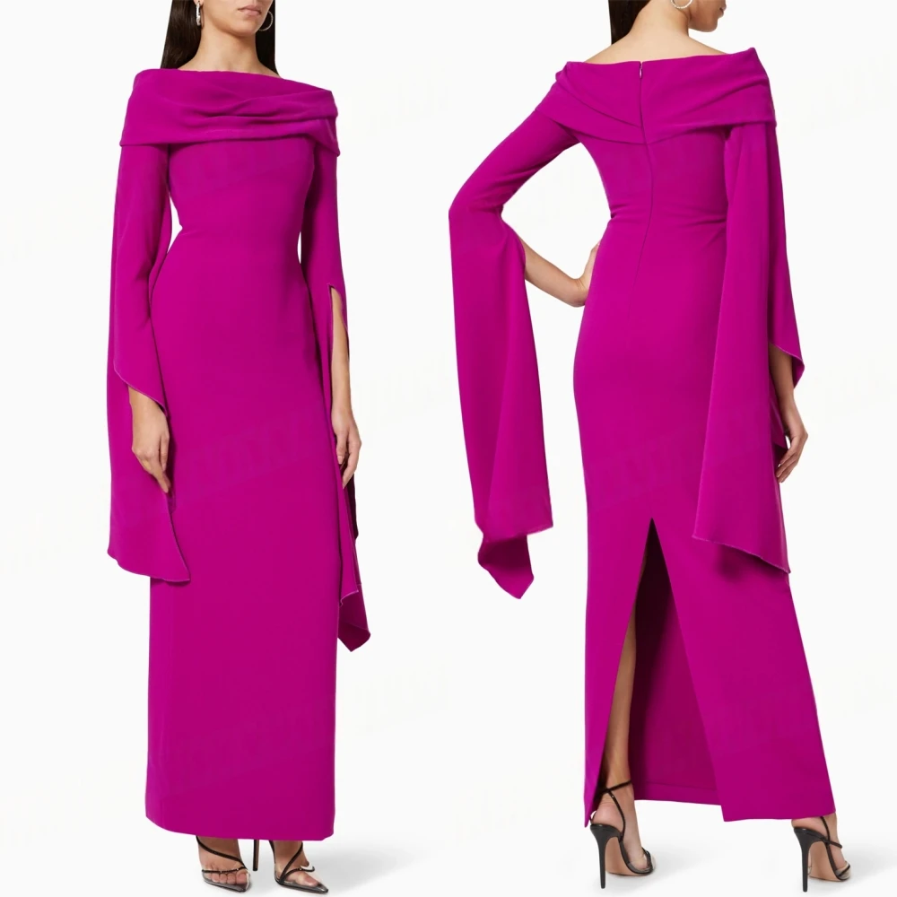 Sukienki wieczorowe z dekoltem łódkowym na zamówienie, eleganckie i wykwintne sukienki jersey na specjalne okazje oraz modne sukienki na studniówkę z długim rękawem.