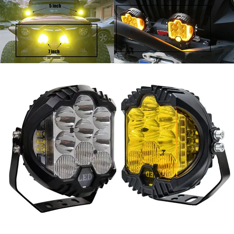 Automobile LED Sport Work Lamps for Lada Offroad 4X4 vehicle Auxiliary Lights led 7 INCH Combo Driving Lamp Headlamp