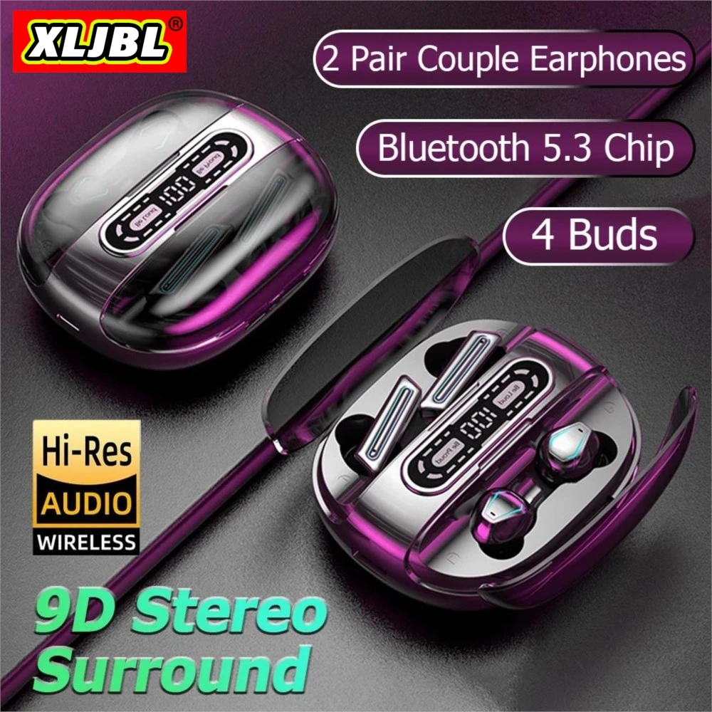 

TWS-наушники XLJBL с поддержкой Bluetooth 5.3 и зарядным футляром