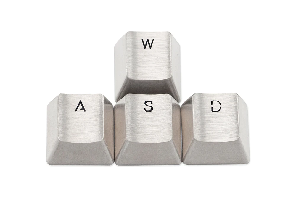 teamwolf stainless steel MX Keycap silver color metal keycap for mechanical keyboard gaming key WASD Key light through back lit