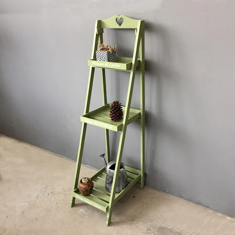 Outdoor Antique Plant Shelves Multi Layer Wooden Ladder Pots Plant Stand Single Telescopic Estante Para Plantas Home Decoration