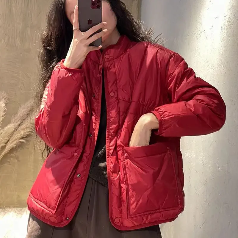 Quilted Jacket Short Lady Parka Padded Warm Winter on Sale Cold 2025 Trend Women\'s Cotton Coat Korean Style Clothing Offers Hot