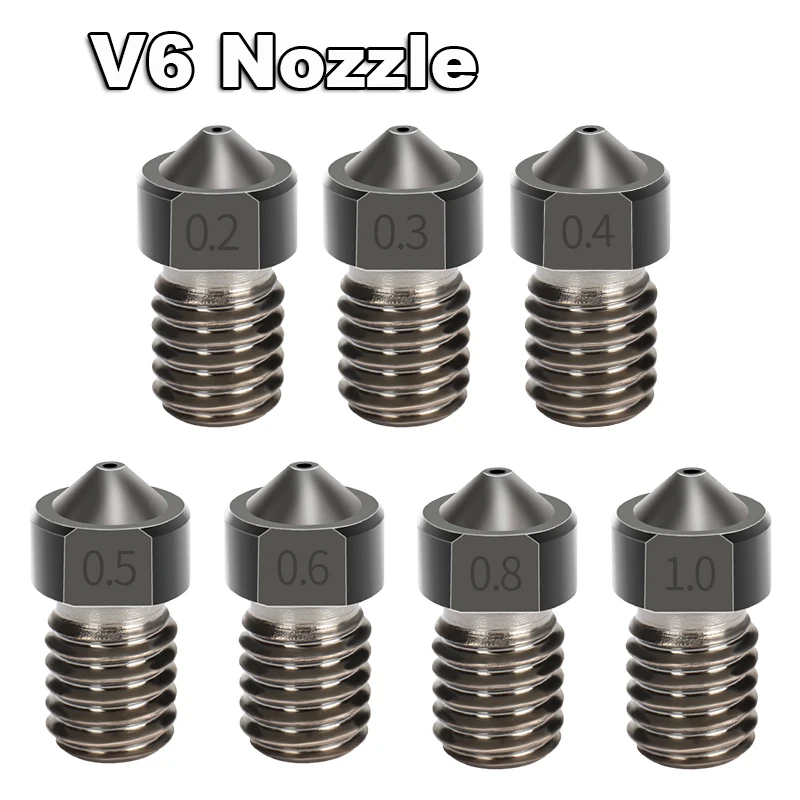 

5 шт. сопло из закаленной стали V6, детали для 3D-принтера, стальная форма E3D V6, экструдер Hotend M6, резьба V6, сопла для нити 1,75 мм