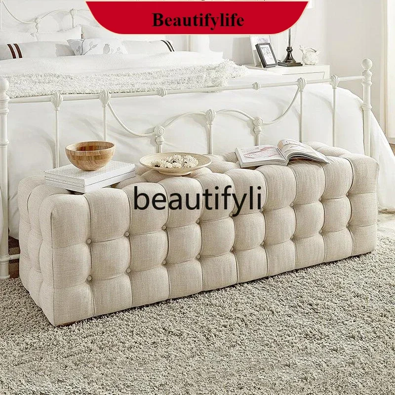 

D132 French aft stool light luxury cream wind pull buckle aft stool same color scheme soft bag