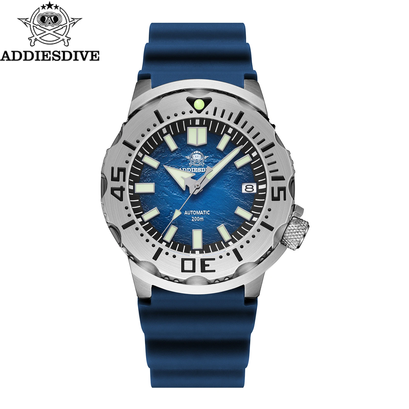 ADDIESDIVE Men’s Automatic Watch Luminous 200M Diving Watches Sapphire Glass Steel NH35 Blue Dial Luxury Business Wristwatches