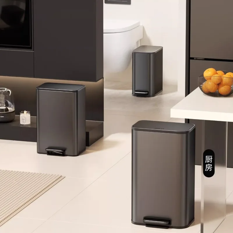 

Очень большая мусорная корзина из нержавеющей стали, итальянский стиль, большой объем, для кухни, с крышкой, современная, с педалью, для офиса и ванной комнаты