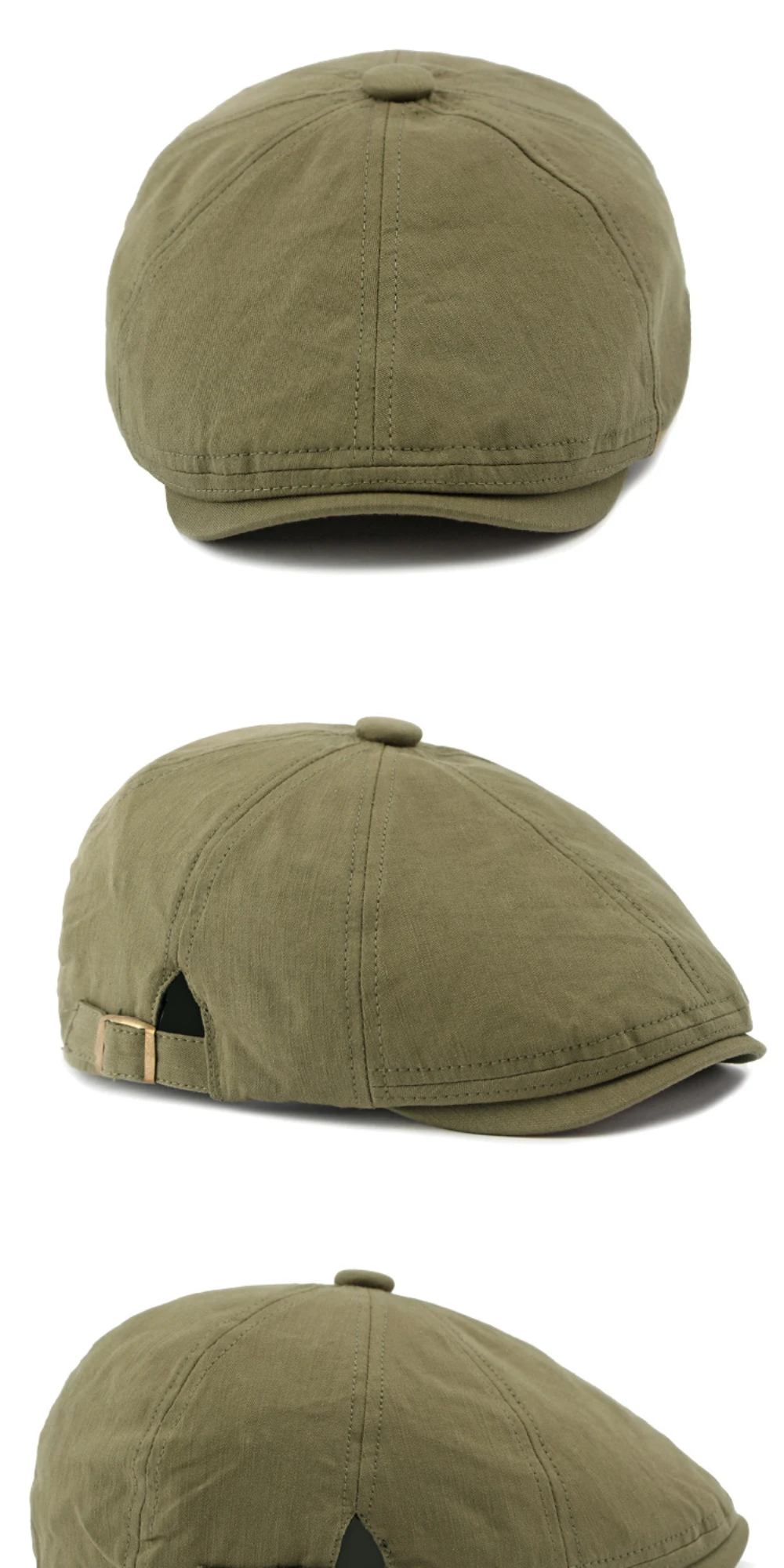 HT4384 Baskenmützen für Herren und Damen, Retro-Künstlermütze, Verstellbare Einfarbige Ivy-Flat-Oktagonale Kappe, Baumwoll-Baskenmützen für Männer und Frauen – Detail 4