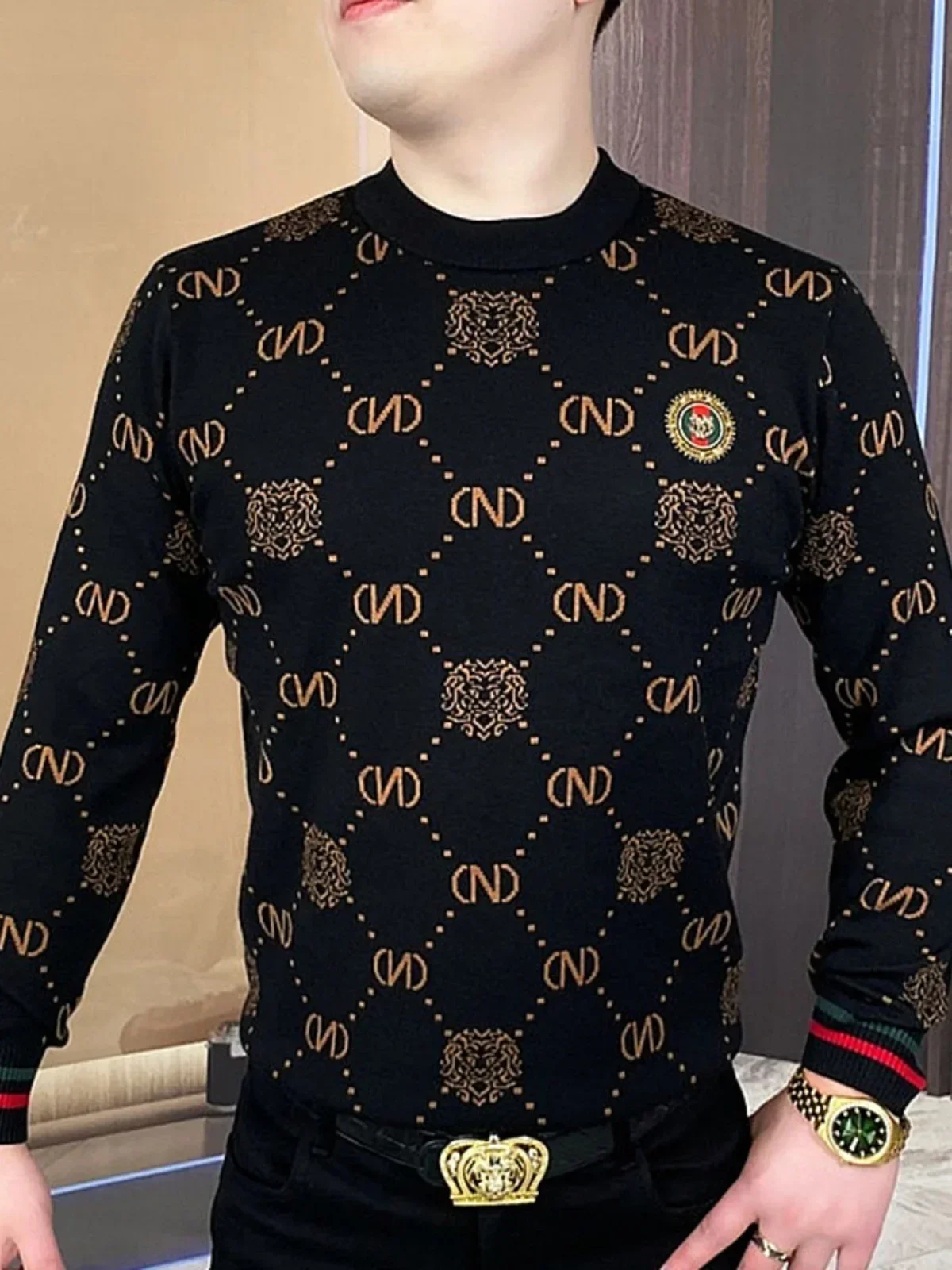 

Новая мужская утолщенная флисовая рубашка на флисовой подкладке, свитер с длинными рукавами, тонкий универсальный теплый базовый топ с круглым вырезом и принтом