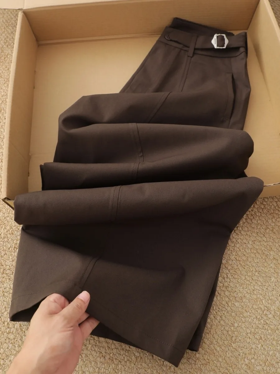 Authentic 2026 Autumn Fashion Casual Pants Women Loose Straight Wide Leg Pants Comfortable Natural Waist Cotton Blend