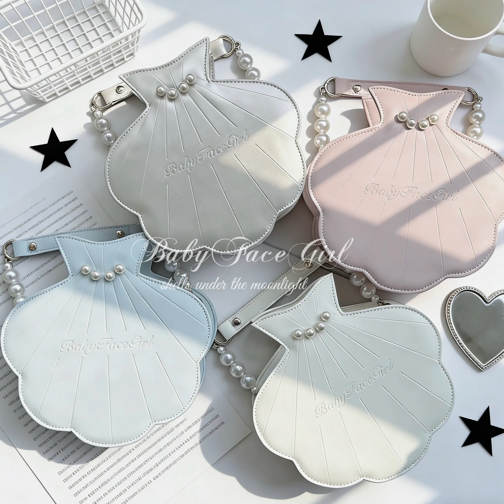 Japanese Original Moonlight Sea Shell Elegant Cla Series Portable Messenger Bag Female Sweet Cute Lolita Pearl Shell Bag Women