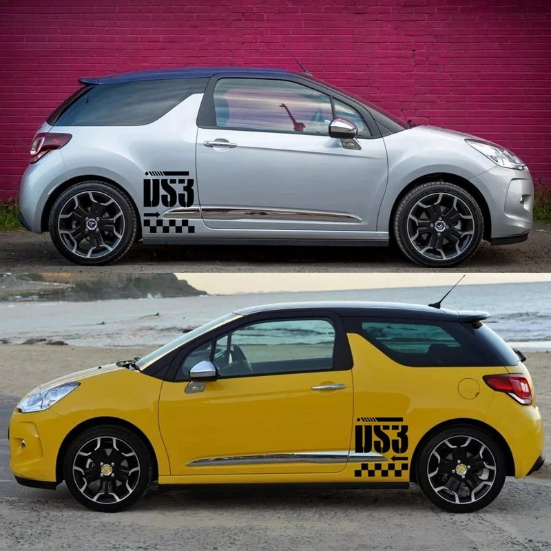 2 قطعة لسيتروين DS3 باب السيارة الجانب ملصقات ديكور لتزيين الغرف سباق التصميم الرياضة المشارب جسم السيارة الخارجي اكسسوارات منتجات السيارات #1